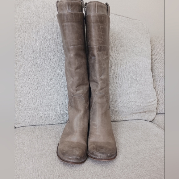 Frye Brown Taupe Leather Riding Boots - Picture 2 of 14